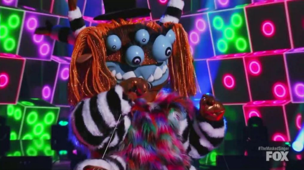 Bob Saget singing as the Squiggly Monster prior to his elimination