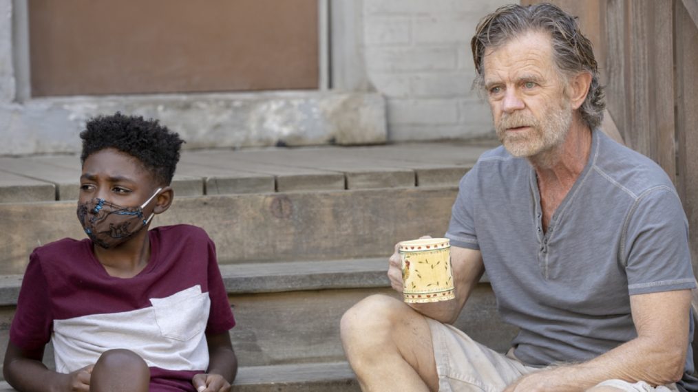 Christian Isaiah as Liam Gallagher and William H. Macy as Frank Gallagher in Shameless