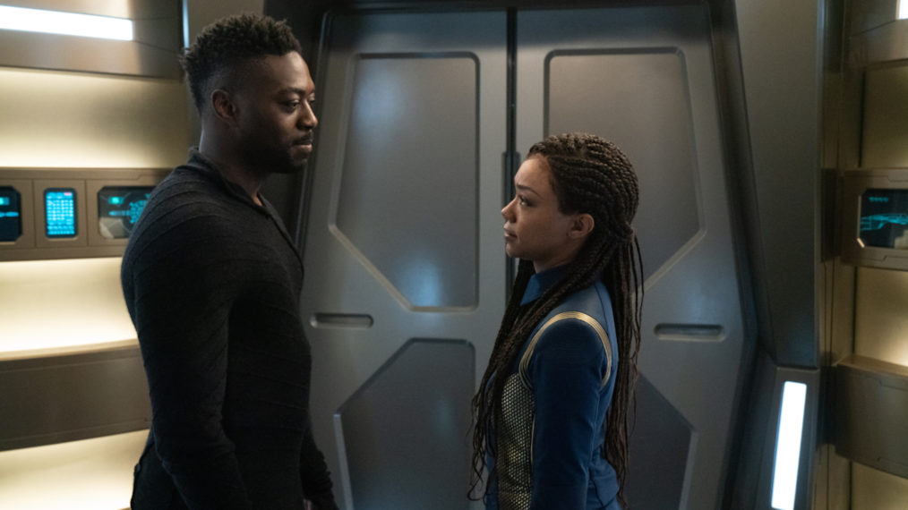 David Ajala as Book and Sonequa Martin Green as Burnham in Star Trek Discovery