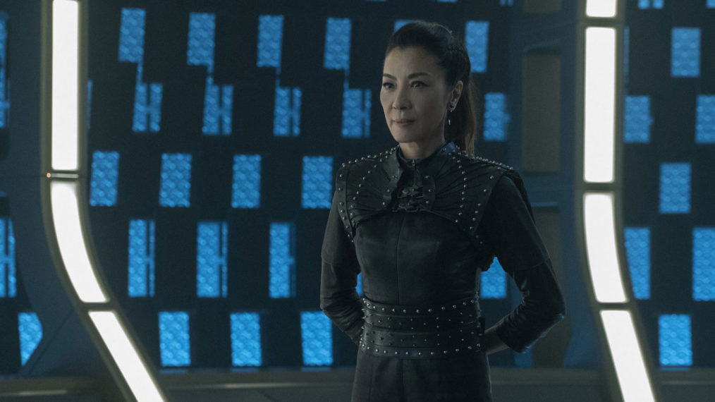 Captain Philippa Georgiou (Michelle Yeoh) stands defiantly on board a star ship