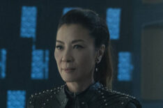 Captain Philippa Georgiou (Michelle Yeoh) stands defiantly on board a star ship