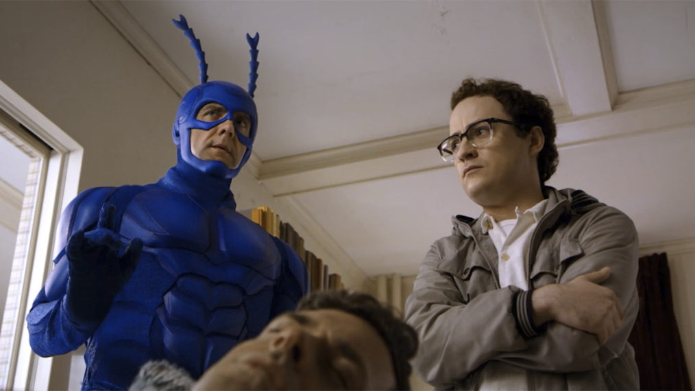 Peter Serafinowicz as The Tick and Griffin Newman as Arthur Everest