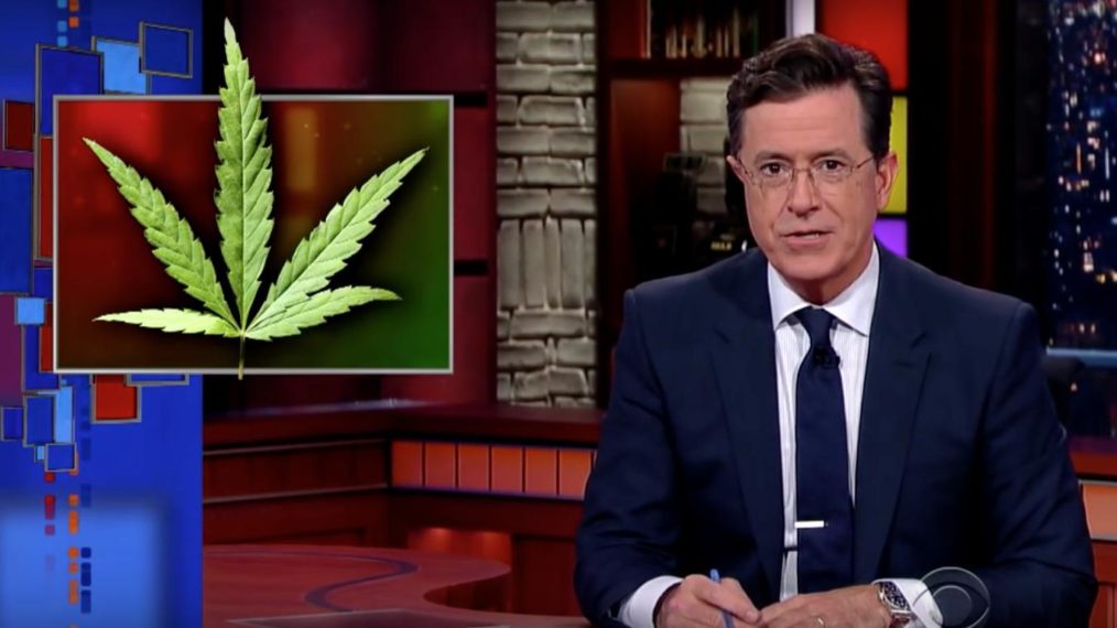 Stephen Colbert discusses the legalization of Marijuana in 5 states during his live election night coverage