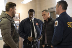 Chicago Fire PD - Patrick John Flueger as Adam Ruzek, Eamonn Walker as Wallace Boden, Jason Beghe as Hank Voight, Taylor Kinney as Kelly Severide - Season 8