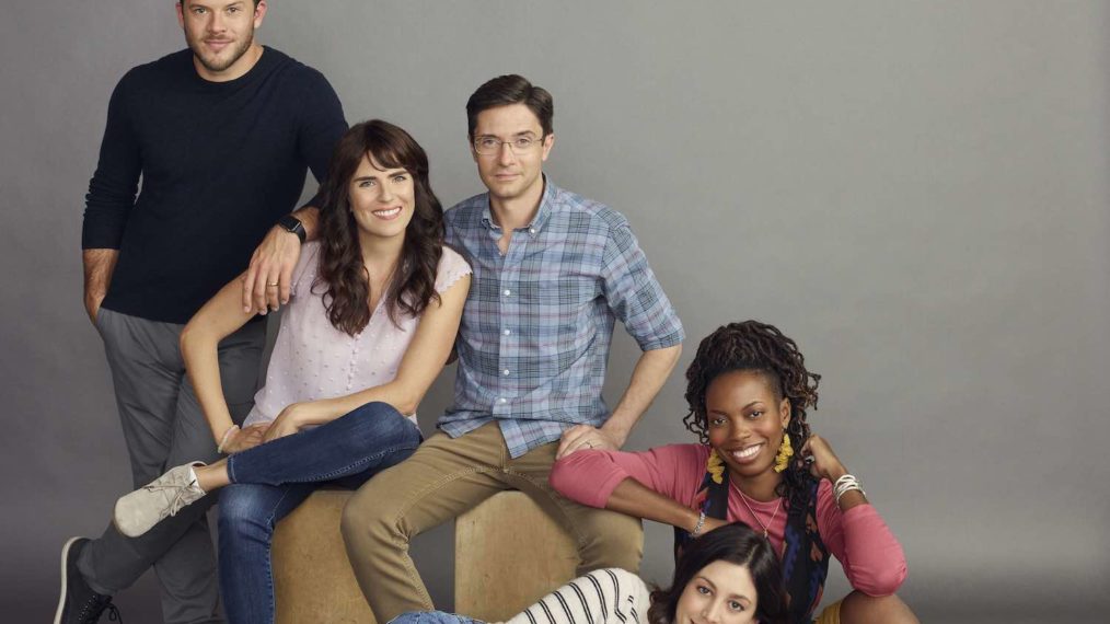 Home Economics cast – Jimmy Tatro, Karla Souza, Topher Grace, Caitlin McGee, Sasheer Zamata