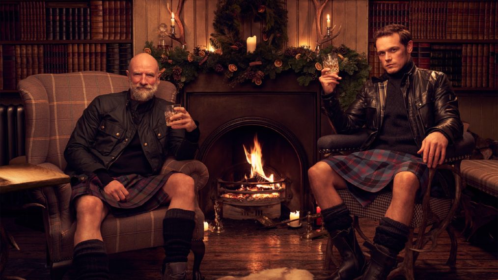 Men in Kilts - Sam Heughan and Graham McTavish toast