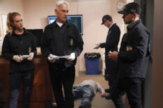 NCIS Team Season 18 Episode 4 - Emily Wickersham as NCIS Special Agent Eleanor 'Ellie' Bishop, Mark Harmon as NCIS Special Agent Leroy Jethro Gibbs, Brian Dietzen as Medical Examiner Dr. Jimmy Palmer, , Wilmer Valderrama as NCIS Special Agent Nicholas “Nick” Torres