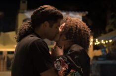 Jesse Posey and Christian Serratos kissing in Selena: The Series