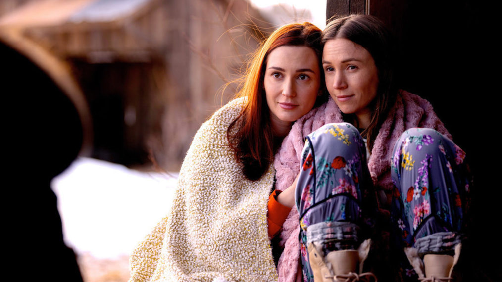 Katherine Barrell as Officer Nicole Haught and Dominique Provost-Chalkley as Waverly Earp in Season 4 of Wynonna Earp
