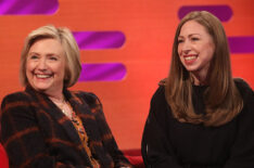 Hillary Rodham Clinton and daughter Chelsea Clinton during the filming for the Graham Norton Show