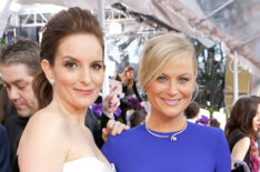 Tina Fey and Amy Poehler arrive to the 72nd Annual Golden Globe Awards