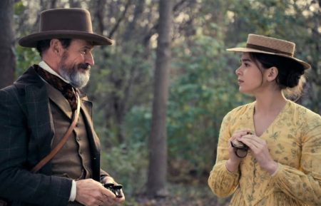 Toby Huss and Hailee Steinfeld in Dickinson - Season 2