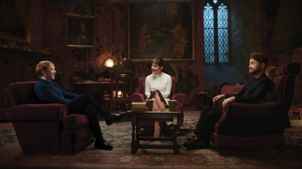 Harry Potter 20th Anniversary Return to Hogwarts Rupert Grint, Emma Watson, and Daniel Radcliffe 