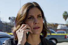 Daniela Ruah as Kensi Blye taking a call in NCIS LA - Season 12, Episode 8