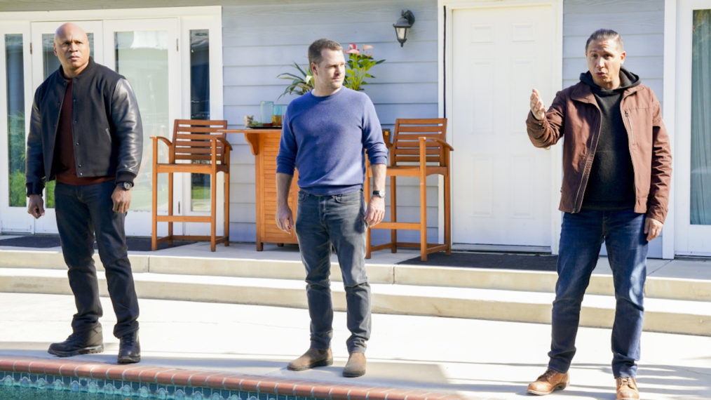 LL Cool J (Special Agent Sam Hanna), Chris O'Donnell (Special Agent G. Callen), and Erik Palladino (CIA Officer Vostanik Sabatino) in NCIS LA - Season 12 Episode 8 - 'Love Kills'