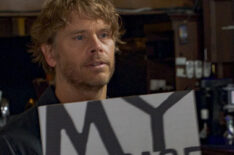 Eric Christian Olsen as Deeks says his outage can't fit on a sign on a sign - NCIS Los Angeles Season 12, Episode 10