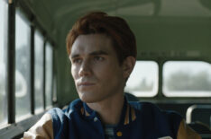 KJ Apa as Archie on a school bus in Riverdale Season 5 Episode 3 - 'Chapter Seventy-Nine: Graduation'