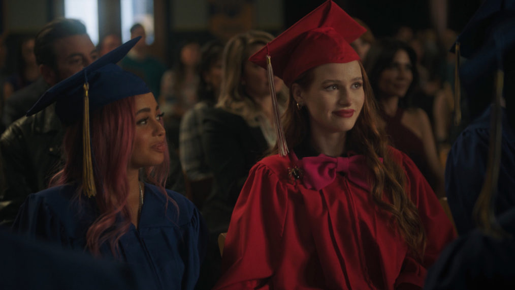 Vanessa Morgan as Toni Topaz and Madelaine Petsch - Toni Cheryl Graduation Riverdale - Season 5 Episode 3