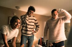 Meredith Hagner as Portia, John Reynolds as Drew, and John Early as Elliott in Search Party - Party Season 4