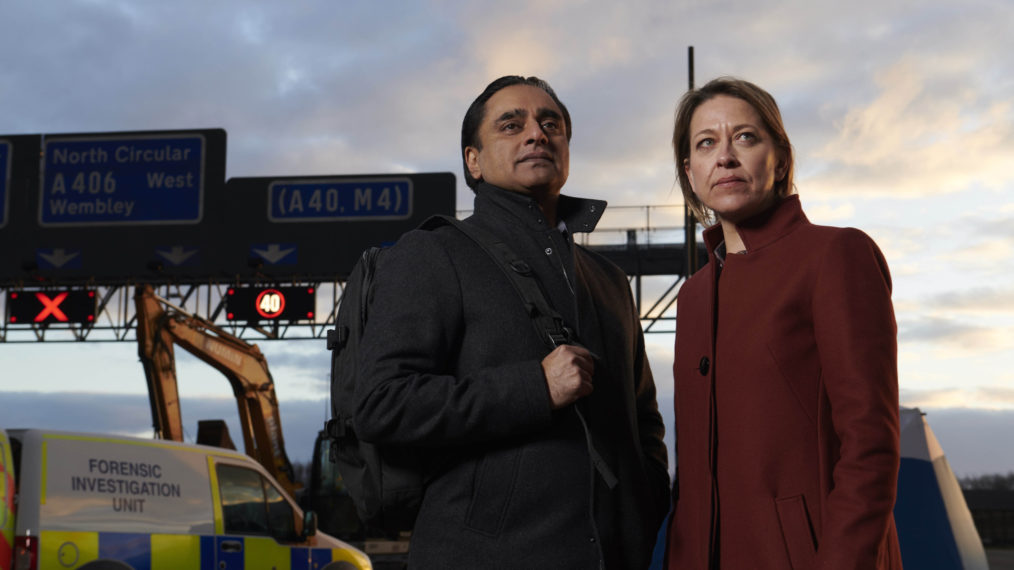 Sanjeev Bhaskar as Sunny Khan and Nicola Walker as Cassie Stuart in Unforgotten - Season 3