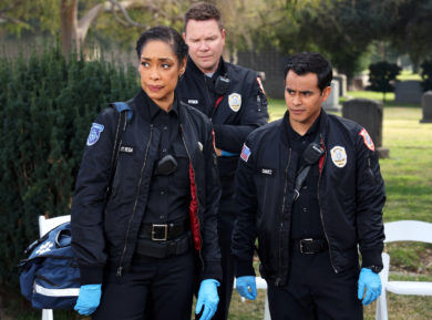 Gina Torres, Jim Parrack, and Julian Works as Tommy, Judd, and Mateo in the Season 2 Episode 7 of 911: Lone Star - 'Displaced'