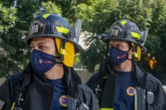 9-1-1 - Oliver Stark and Ryan Guzman in masks