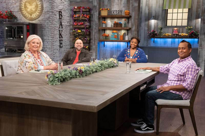 Spring Baking Championship - Ali Khan hosts with judges Kardea Brown, Nancy Fuller, and Duff Goldman