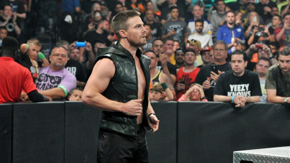 Stephen Amell enters the ring at SummerSlam