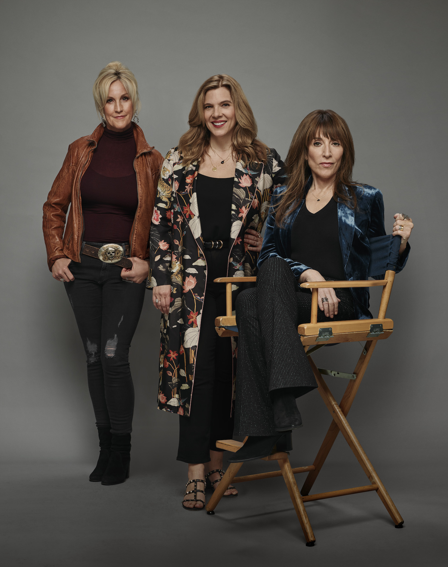ABC's Rebel executive producer Erin Brockovich, executive producer Krista Vernoff, and Katey Sagal as Annie Rebel Bello