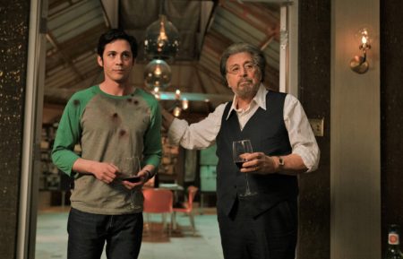 Logan Lerman and Al Pacino in Hunters, Season 1