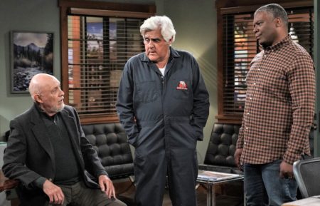 Hector Elizondo, Jay Leno, and Jonathan Adams in Last Man Standing - Season 9