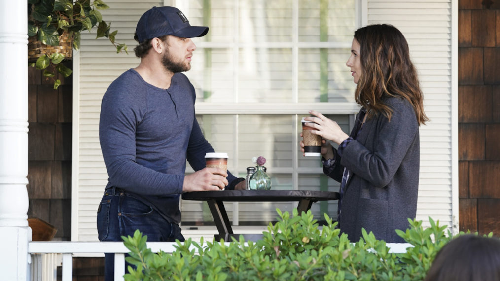 Max Thieriot as Clay Spenser and Alona Tal as Stella Baxter in SEAL Team - Season 4, Episode 7