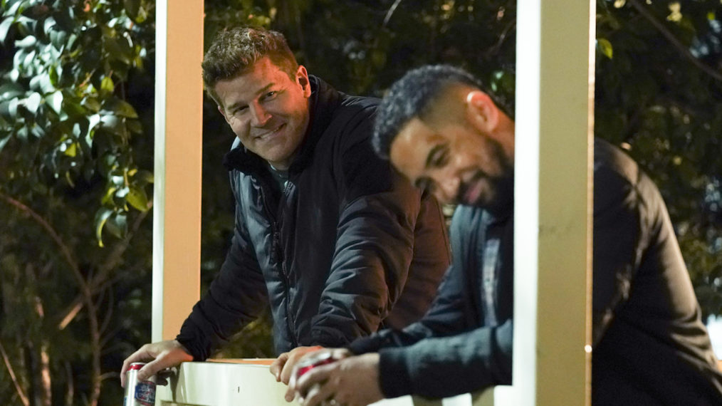 David Boreanaz as Jason Hayes and Neil Brown Jr. as Ray Perry in SEAL Team - Season 4, Episode 7 Porch Talk