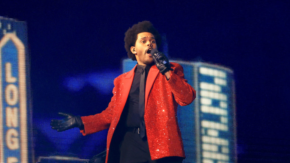The Weeknd performs at halftime of Super Bowl LV