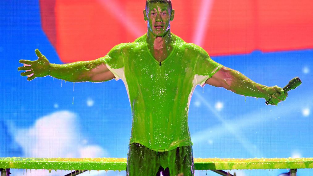 John Cena covered in green slime at the Kids Choice Awards