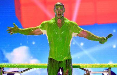 John Cena covered in green slime at the Kids Choice Awards