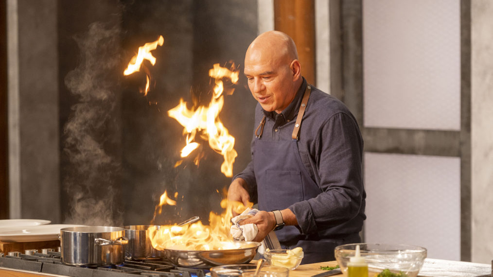 Michael Symon teaches his team to make seared duck breast, as seen on Worst Cooks In America, Season 22