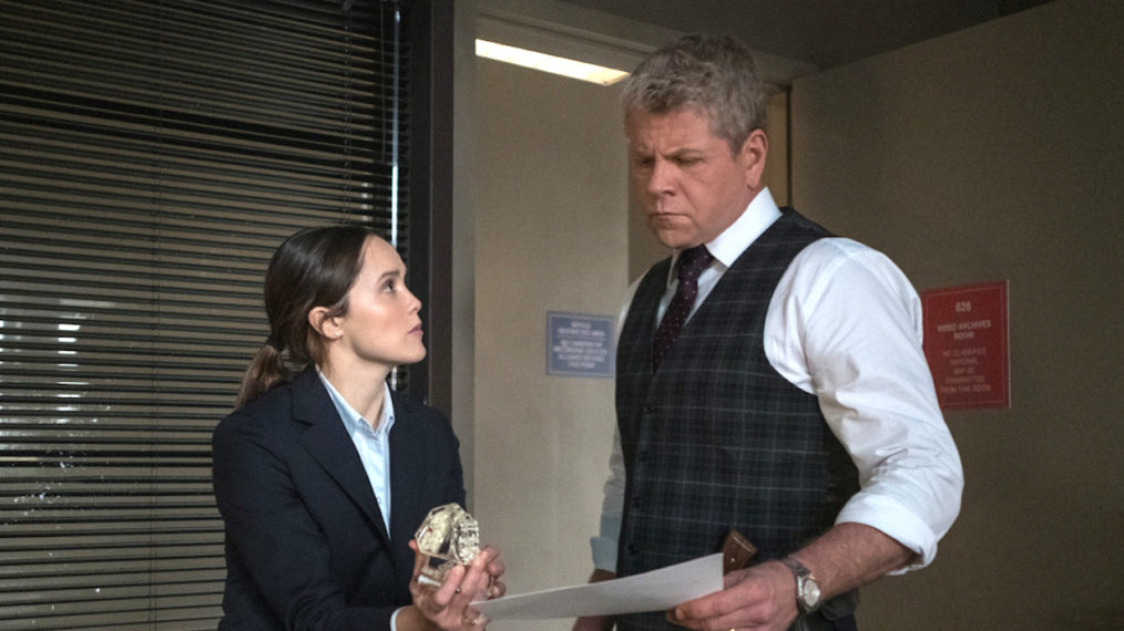 Rebecca Breeds as Starling and Michael Cudlitz as Paul Krendler in Clarice - 'Are You Alright?'