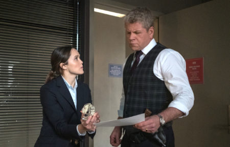 Rebecca Breeds as Starling and Michael Cudlitz as Paul Krendler in Clarice - 'Are You Alright?'