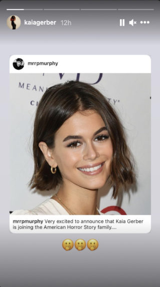 Kaia Gerber Instagram Ryan Murphy AHS Announcement
