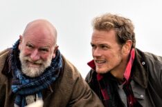 Men in Kilts - Graham McTavish and Sam Heughan with sheep