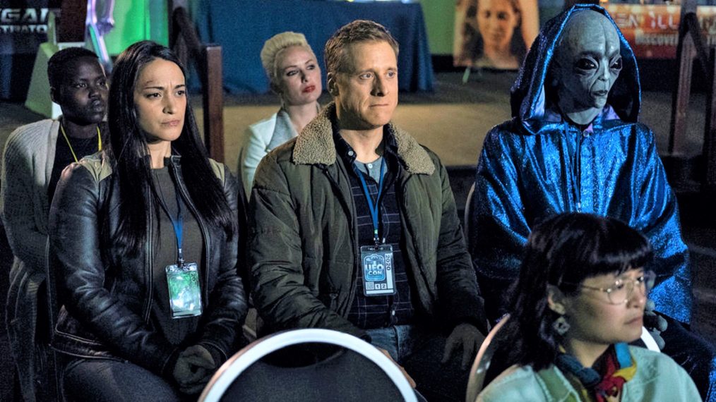 Sara Tomko and Alan Tudyk in Resident Alien - Season 1 on Syfy