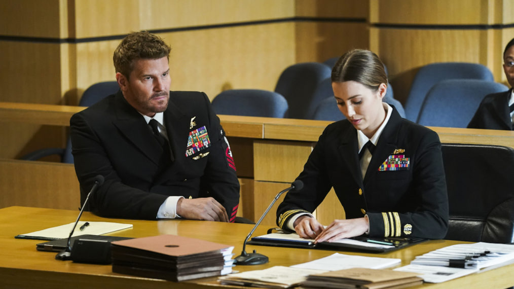 David Boreanaz as Jason Hayes, Natasha Hall as LT. CMDR Williams in SEAL Team - Season 4 Episode 11 - 'Limits of Loyalty'