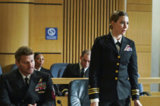 David Boreanaz as Jason Hayes and Natasha Hall as LT. CMDR Williams in JAG Trial SEAL Team Season 4 Episode 11 - 'Limits of Loyalty'