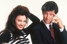 Fran Drescher as Fran Fine and Charles Shaughnessy as Maxwell Sheffield in The Nanny