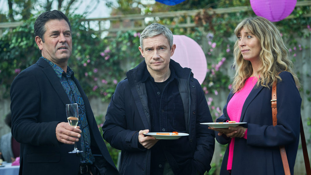 Patrick Baladi, Martin Freeman, and Daisy Haggard in Breeders