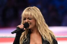 Bebe Rexha performing at WrestleMania