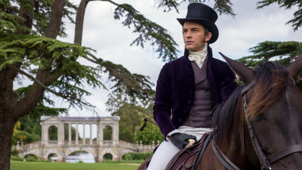 Jonathan Bailey on horseback in Bridgerton