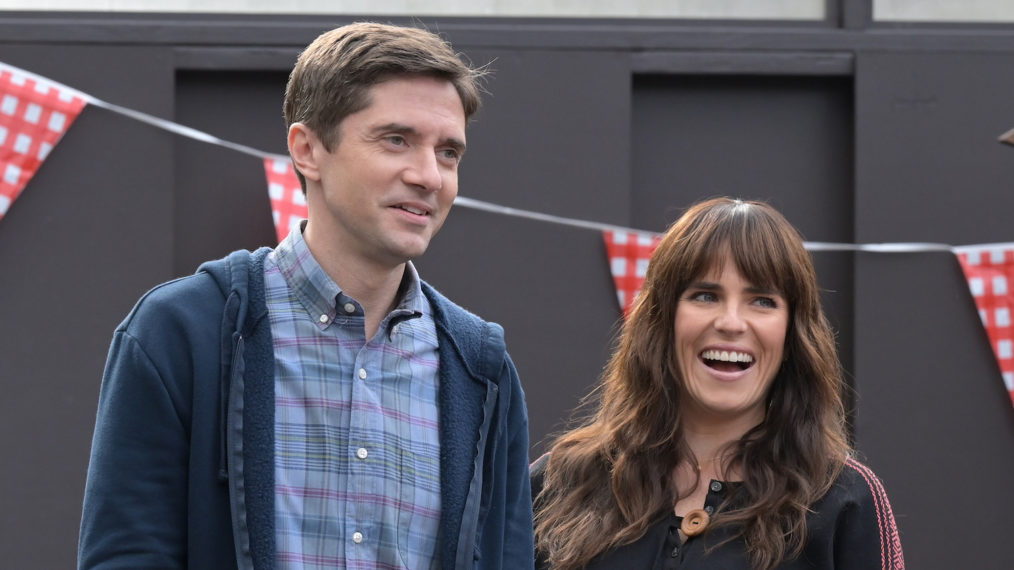 Topher Grace and Karla Souza as Tom and Marina in Home Economics - Season 1