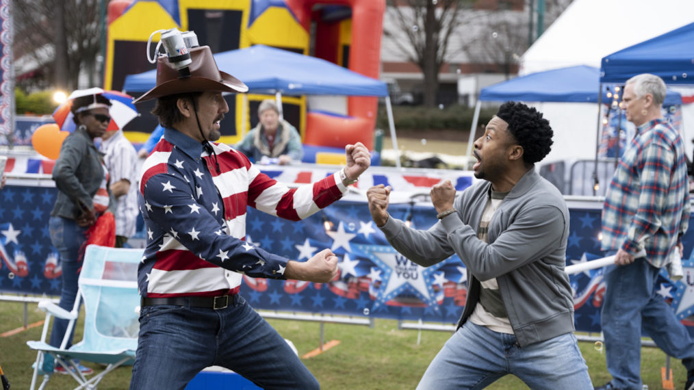 Henry Ian Cusick as Russ Taylor and Justin Hires as Wilt Bozer in the MacGyver series finale